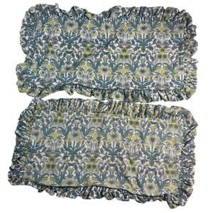 2 Creative Co Op Cotton Floral Vintage Inspo Zip Ruffle Lumbar Pillow CASES MCM